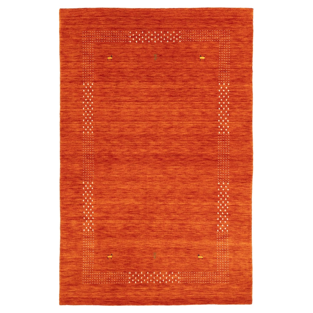 ECARPETGALLERY Hand Loomed Kashkuli Gabbeh Orange Wool Rug - 4'11 x 8'0