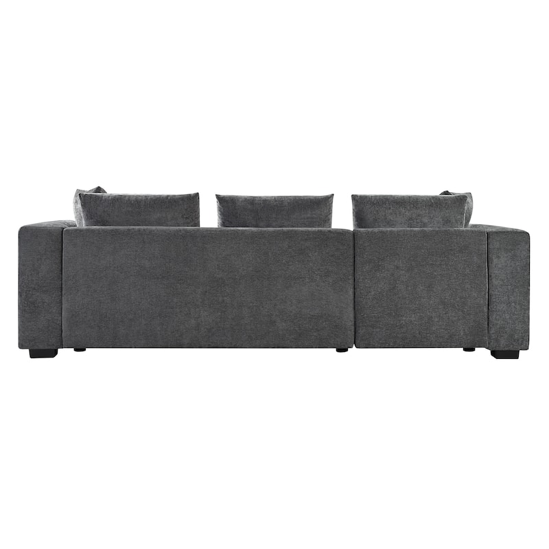 93.7" Chenille L-Shaped Sectional Sofa with Wooden Storage Compartment and Deep Seating
