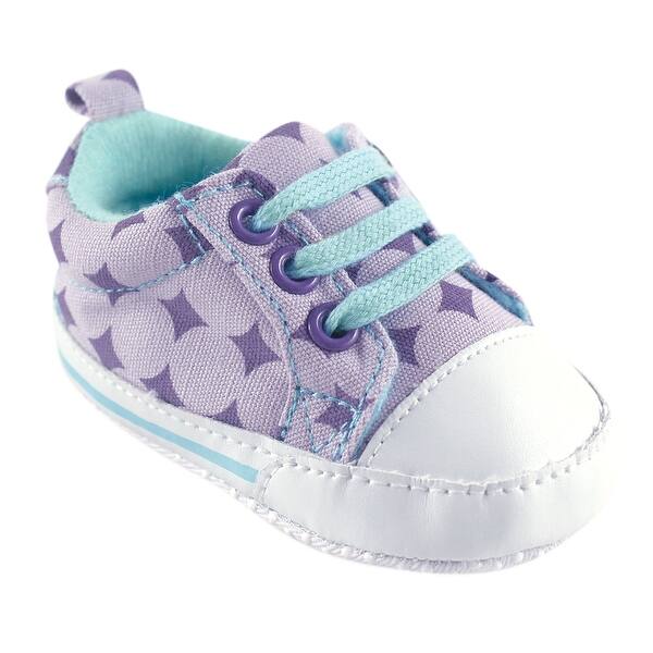 slide 1 of 1, Luvable Friends Baby Girl Crib Shoes, Lavender Diamonds 0-6 Months - Lavender Diamonds