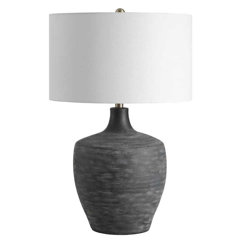 Ribbed Table Lamp with Drum Shade - 24.5" - Charcoal Black