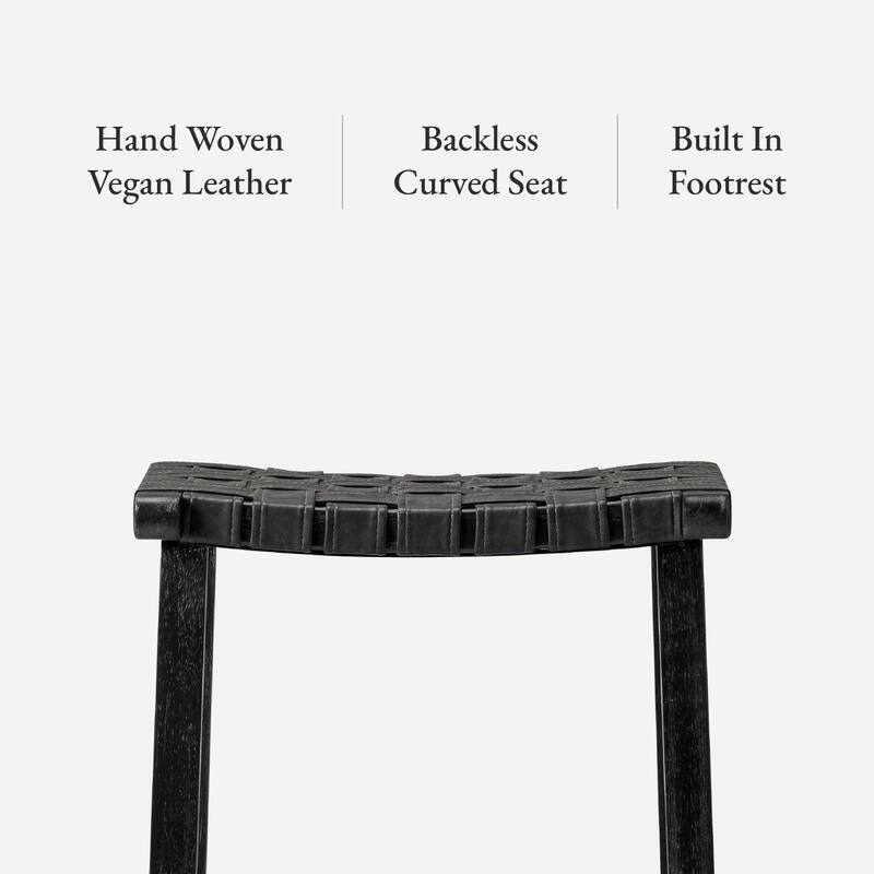 Maven Lane Noah Backless Kitchen Dining Stool with Vegan Leather