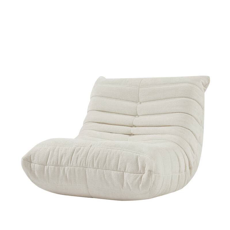 Chenille Deep Seat Bean Bag Chair, Ergonomics Armless Fireside Chair, Adults Corner Soft Lazy Sofa with Memory Foam Filler