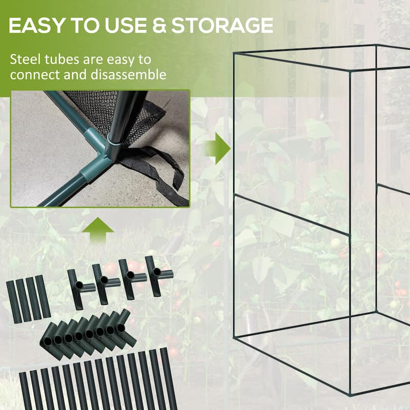Outsunny 4' x 4' Crop Cage, Plant Protection Tent with Zippered Doors for Vegetable Garden, Backyard
