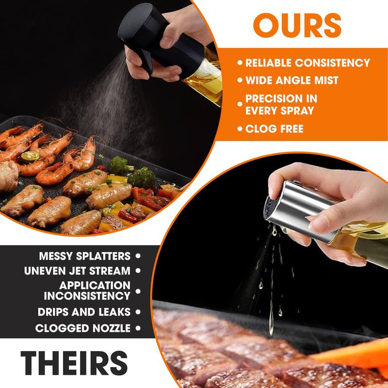 Cheer Collection Set of 2 Multi-Use Glass Oil Sprayer Bottles