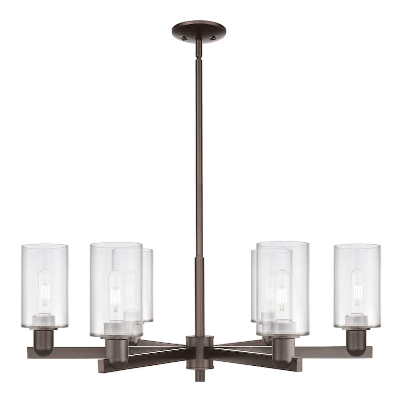Innovations Lighting Endless Possibilities Arcadia - Clymer - 6 Light 34" Stem Hung Chandelier - Clear/Oil Rubbed Bronze