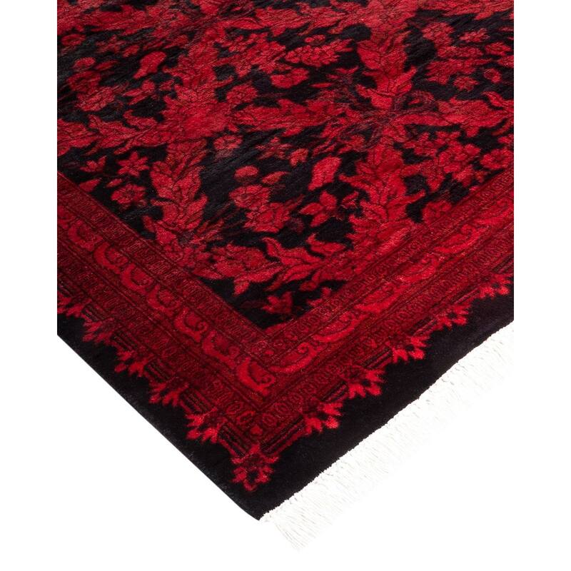 Overton Hand Knotted Wool Vintage Inspired Modern Contemporary Overdyed Red Runner Rug - 2' 6" x 12' 0"