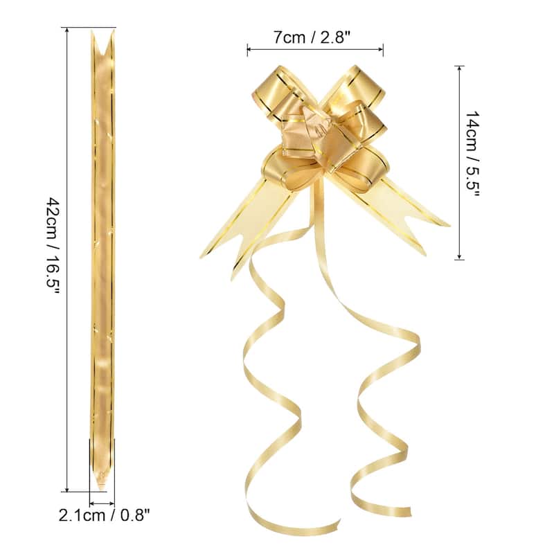 40Pcs 2.8" Pull Bows Present Wrapping String Bows Gold Thread Style - Yellow
