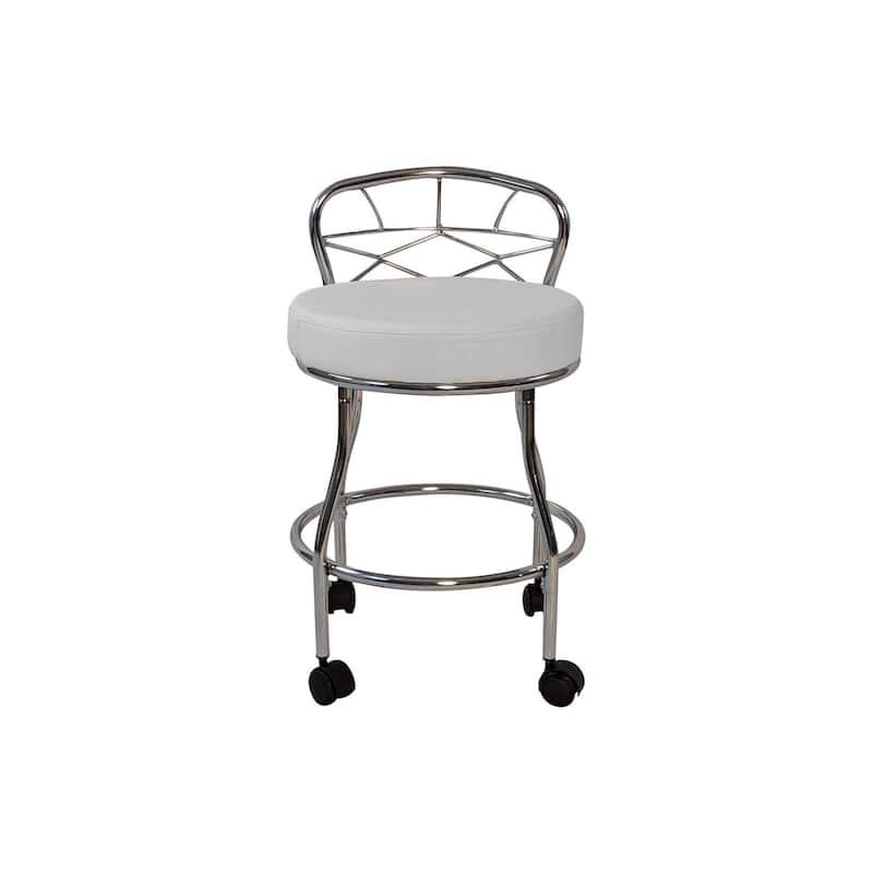 Carolina Living Diana X-Back Vanity Stool with Casters - Chrome, White