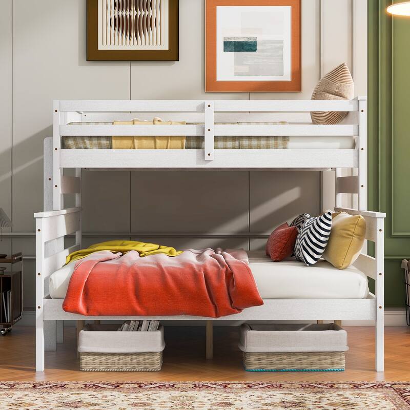 Bunk Bed with Ladder and Slat for Bedroom/Dorm - White - Twin XL