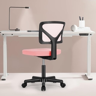 Office Computer Desk Chair with Wheels, Ergonomic Low-Back Mesh Rolling Work Swivel Chairs, Armless Comfortable Lumbar Support