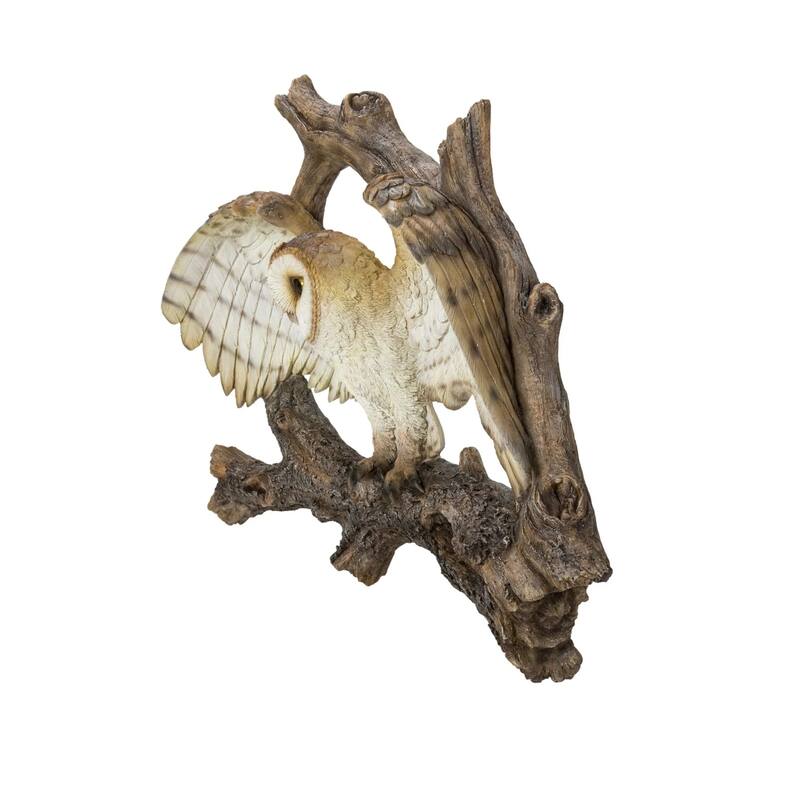 21.25" Flying Barn Owl Outdoor Wall Hanging Garden Statue