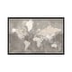 preview thumbnail 1 of 13, iCanvas "Brown Detailed World Map With Cities, Davey" by blursbyai Framed Silver - 26x40