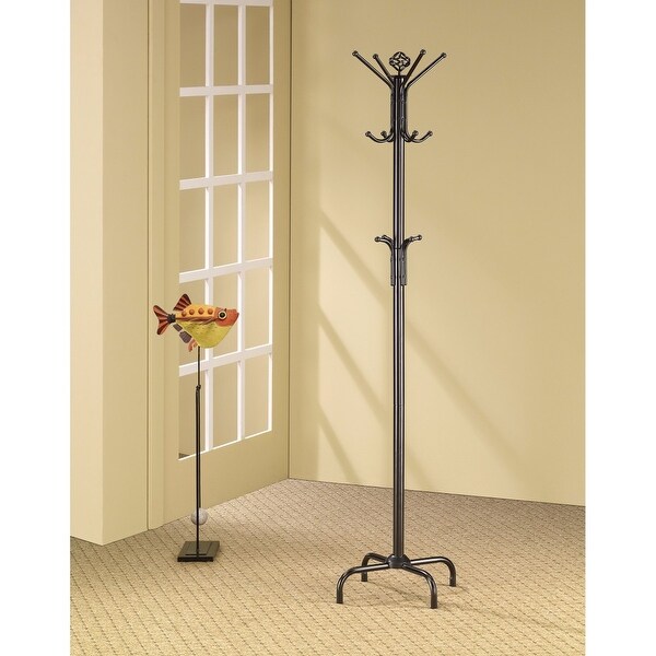 Sturdy Classic Black Satin Finish Coat Rack