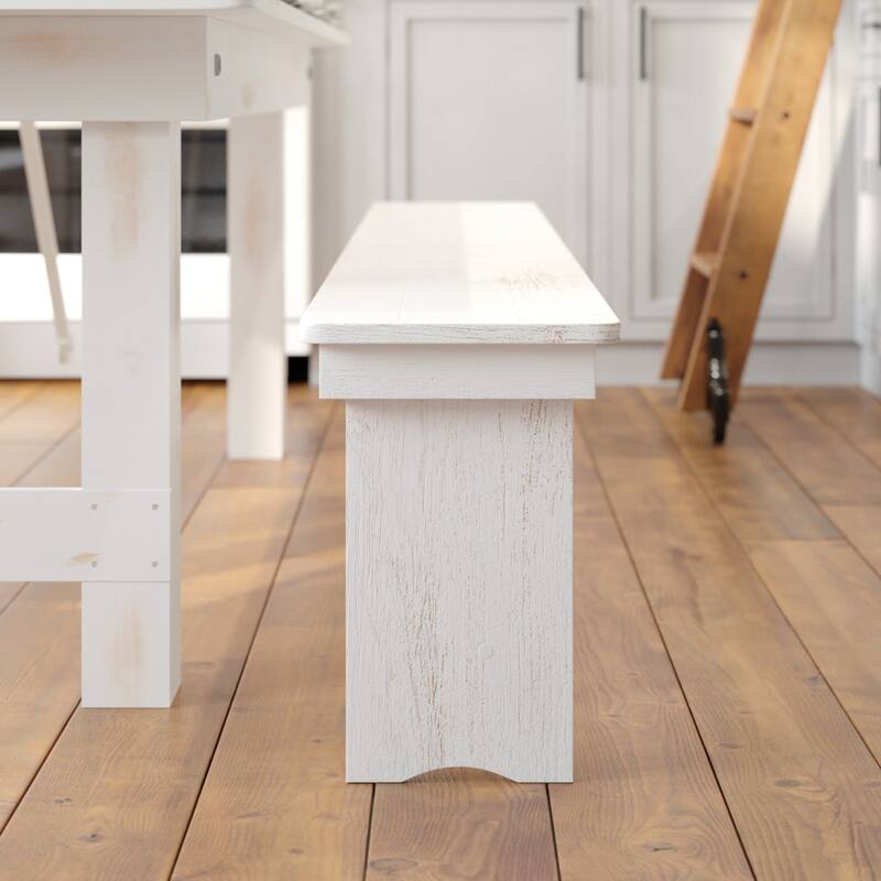 8' x 12" Antique Rustic Solid Pine Folding Farm Bench with 3 Legs