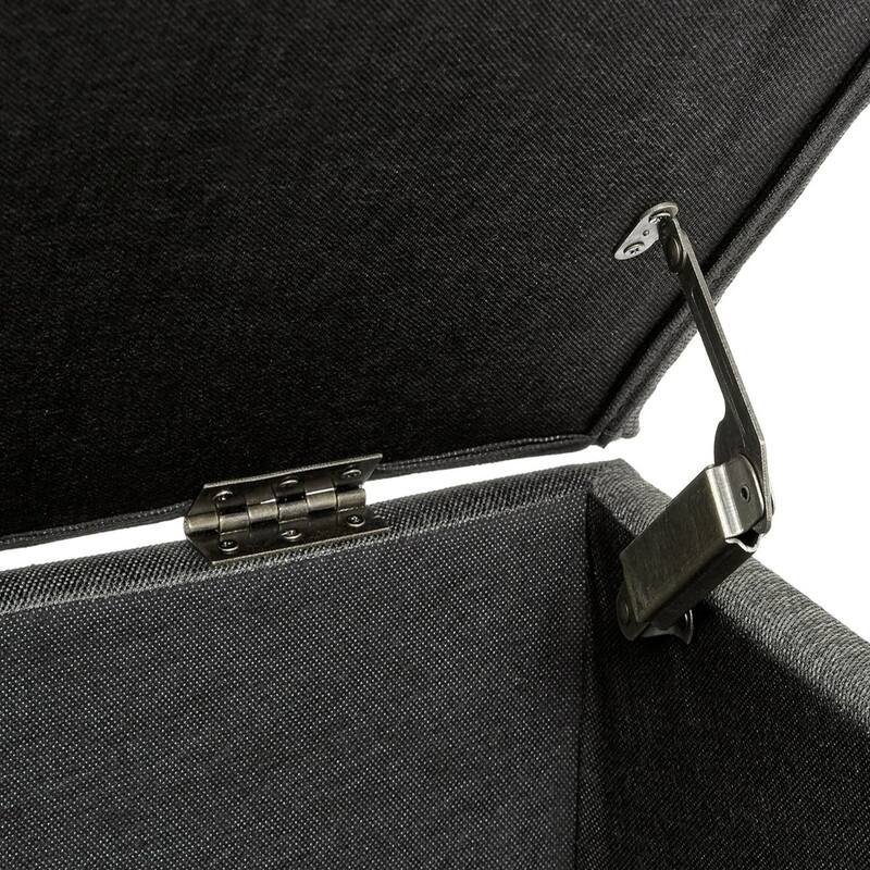 Rectangular Fabric Storage Ottoman Gray