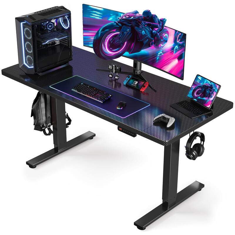 SIAGO 48 x 24 Inch Computer Desk Height Adjustable Electric Sit Stand Up Desk - 24" x 55" - Carbon black