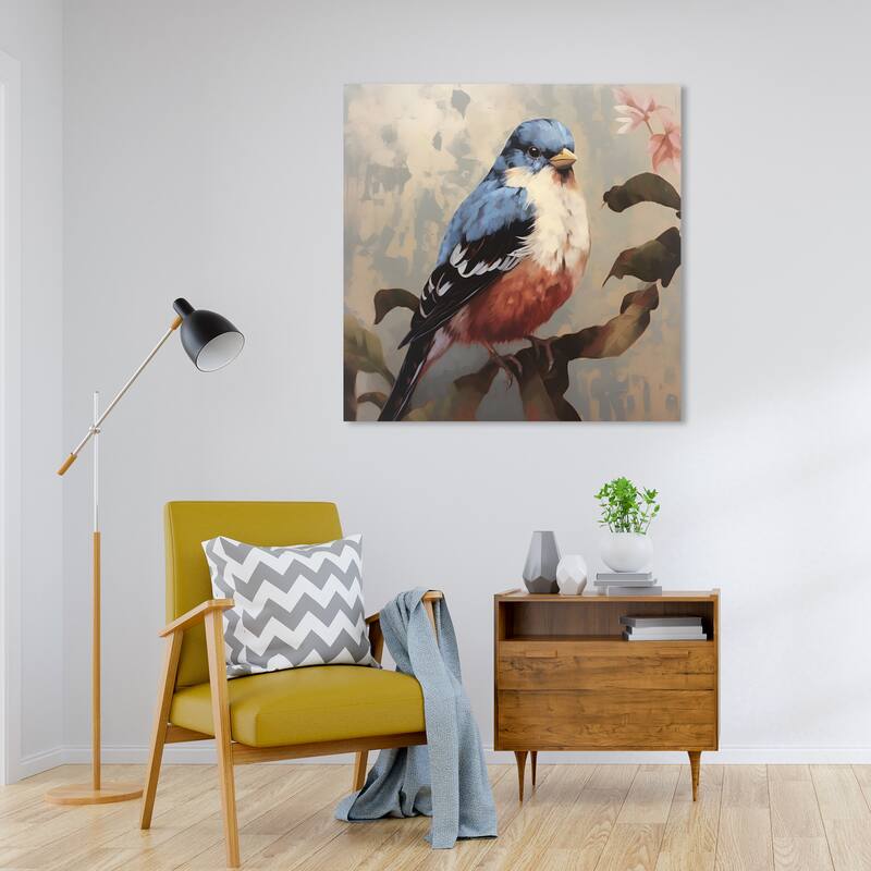 Wynwood Studio Canvas Animals Early Bird I Blue and Copper Traditional Wall Art Canvas Print - 30 x 30