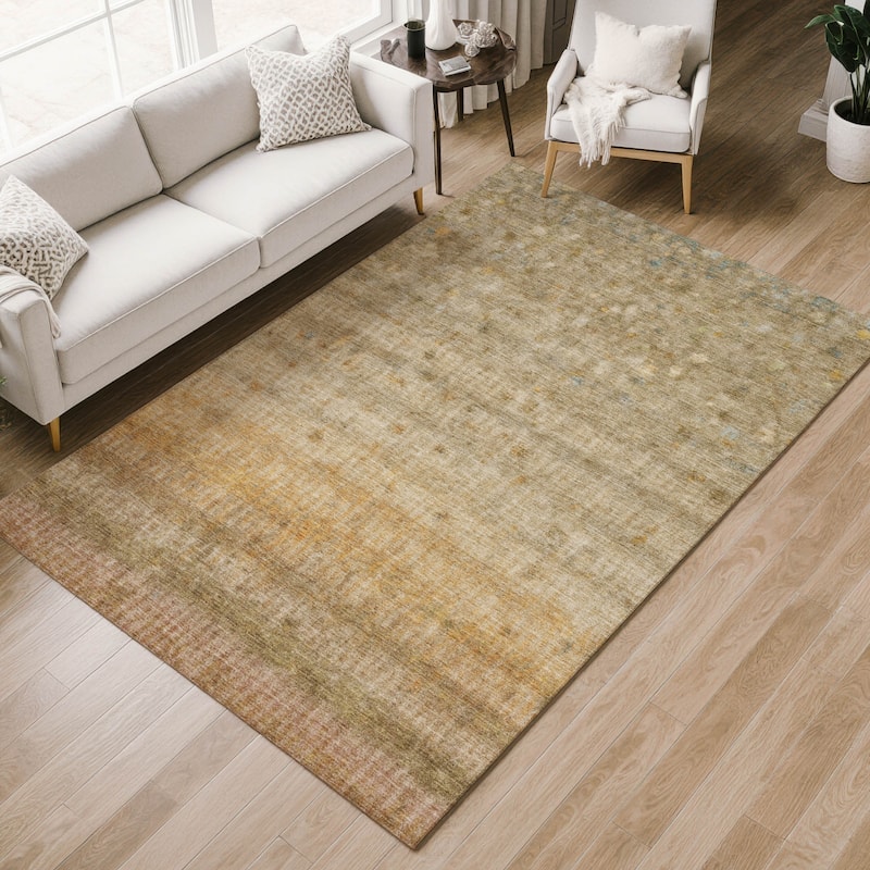 Machine Washable Indoor/ Outdoor Ombre Stripes Chantille Rug