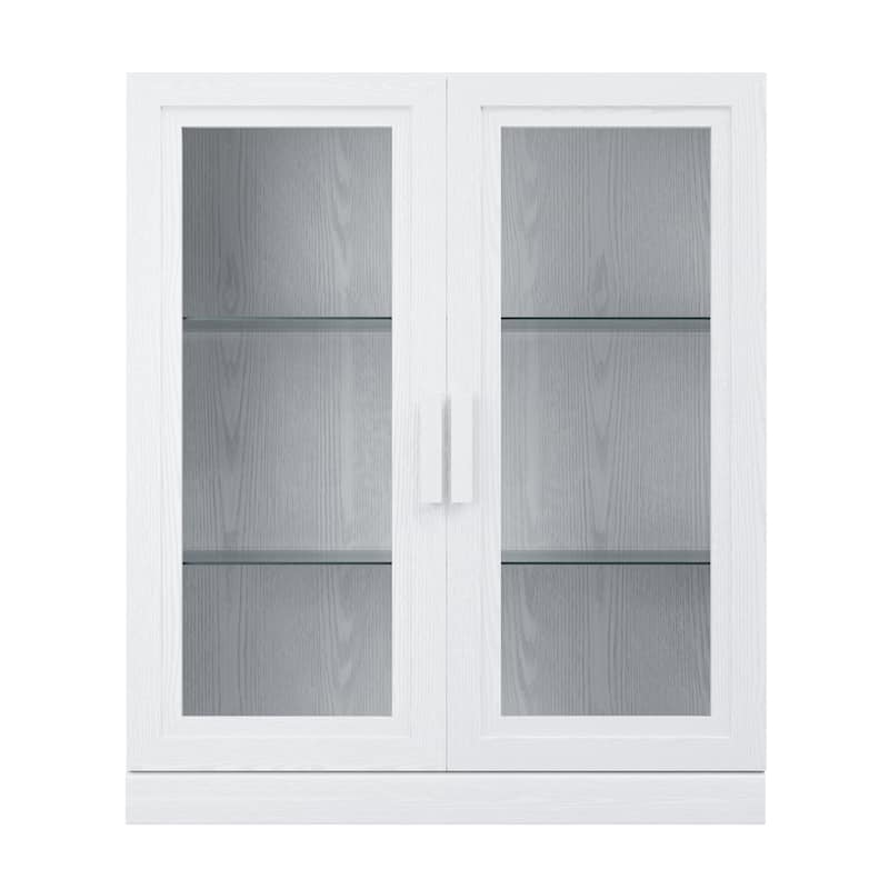 Modular Sideboard Buffet Cabinet with Tempered Glass Doors Credenza Console Table for Living Room Kitchen Dining Room Entryway