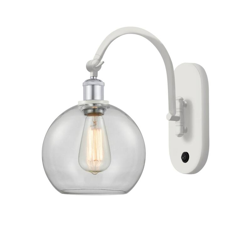 Innovations Lighting 518-1W-14-8 Athens Sconce Athens 14" Tall Wall - White and Polished Chrome / Clear