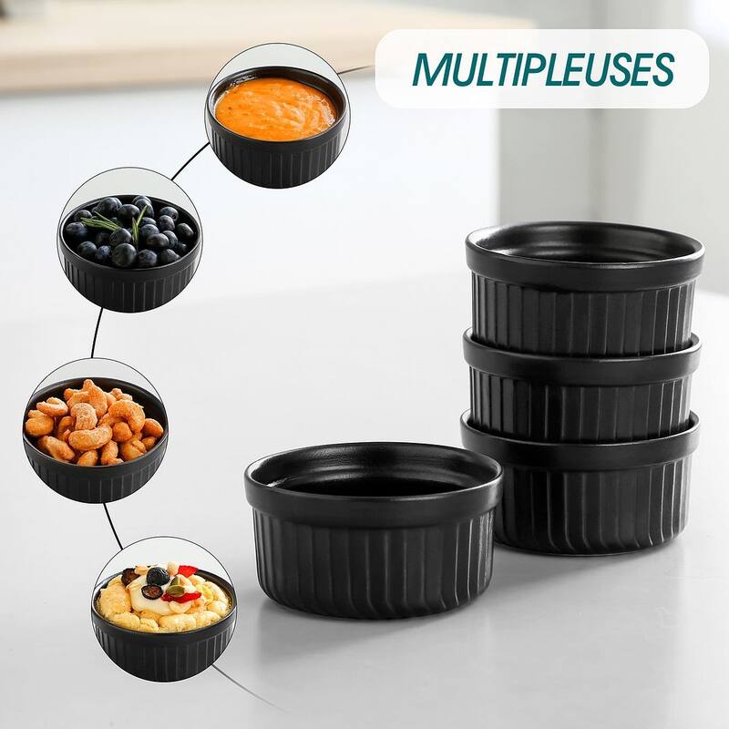 vancasso FORTE 6-Piece Stoneware Matte Black Round Baking Dish