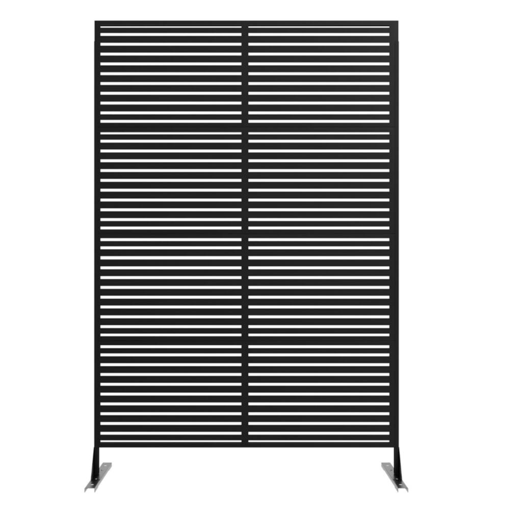 2PCS 72 in H Metal Garden Fence Panels Black Scroll Design Rust-Resistant Border and Privacy Screen Stripe-Black