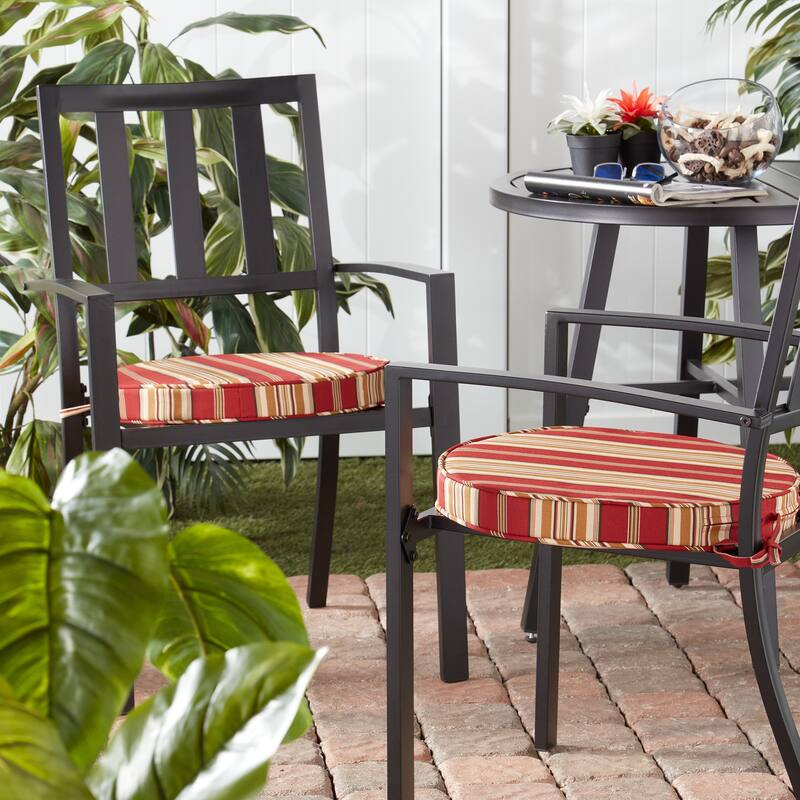 Greendale Home Fashions 18" Round Outdoor Chair Pad (Set of 2) - Roma Stripe