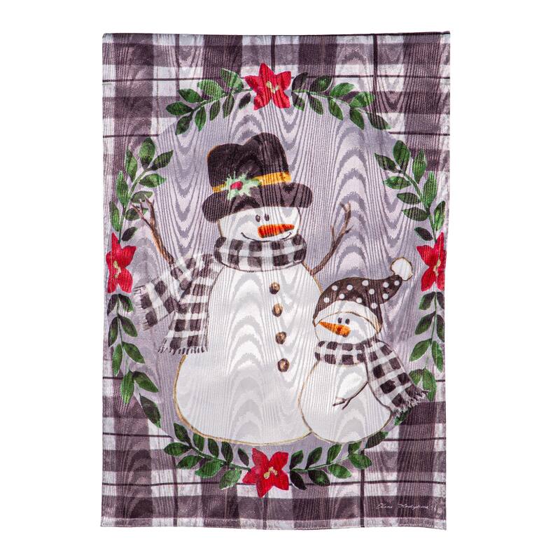 12.5 in. x 18 in. Country Snowmen Moire Garden Flag