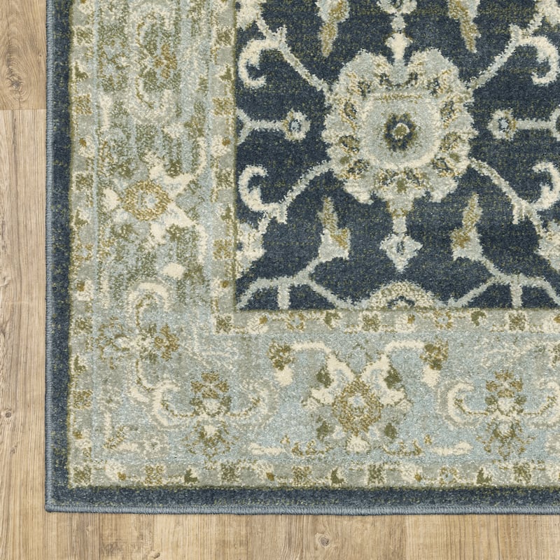 Style Haven Bassel Center Medallion Teal Blue/ Ivory Indoor Area Rug