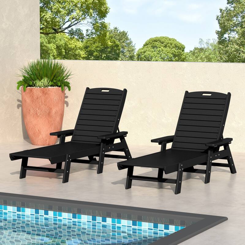 Laguna Hdpe All Weather Outdoor Patio Pool Reclining Chaise Lounge (Set Of 2)