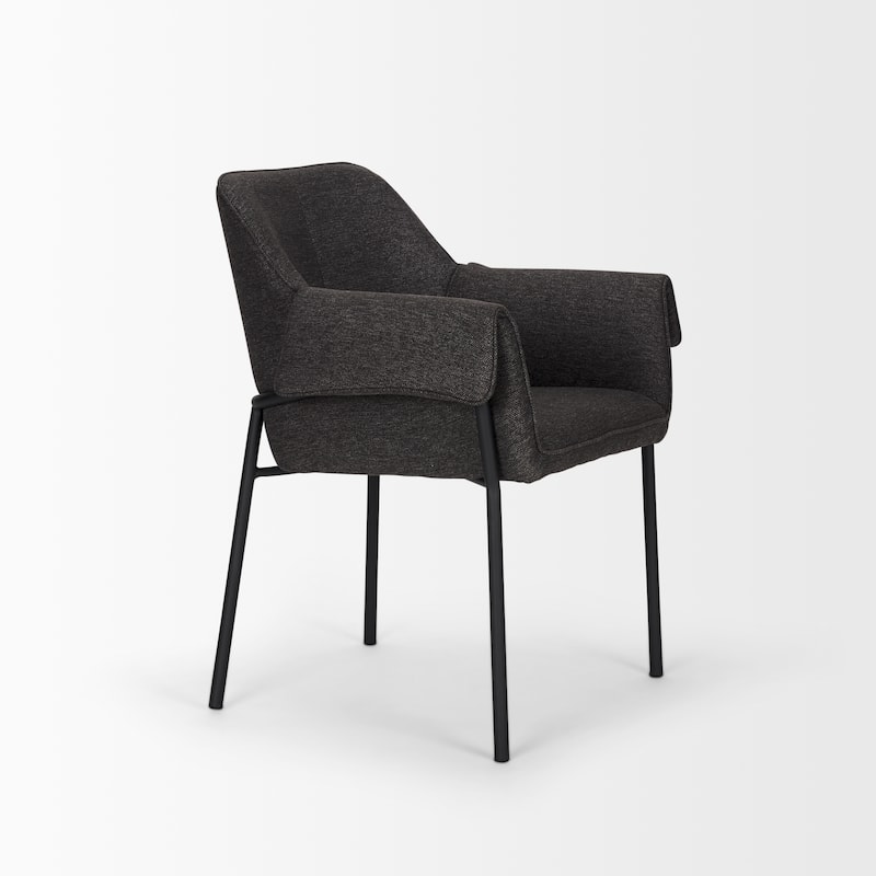 Brently Dining Chair w/ Cream Boucle Fabric & Matte Black Metal Legs