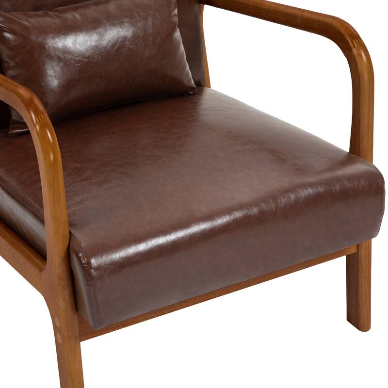 Mid Century Solid Wood Upholstered Accent Chair