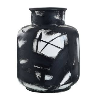 Harp & Finial Tip Vase - Black/White Finish on Ceramic