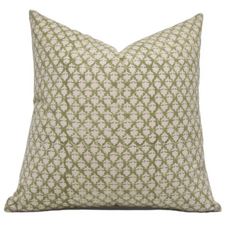 Fabdivine Bohemian Floral Green Pillow Cover Handmade Cotton for Fall Décor Block Print Chair Hotel Bedroom, Pink City - Pink City- Green - 12" x 20"