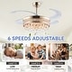 preview thumbnail 25 of 62, 48-Inch Crystal Fandelier with 4 Retractable Blades, Dimmable LED, App and Remote Control - 48 Inches