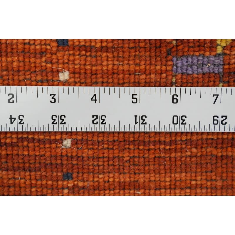 Hand Knotted Oriental 100% Wool Carpet Tribal Animal Pictorial Oranges & Rust Gabbeh Area Rug - 4' 0'' X 2' 2''
