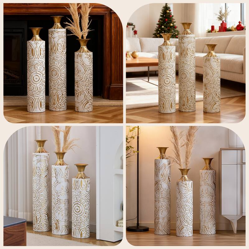 Hand-Woven PVC Rattan Floor Vase
