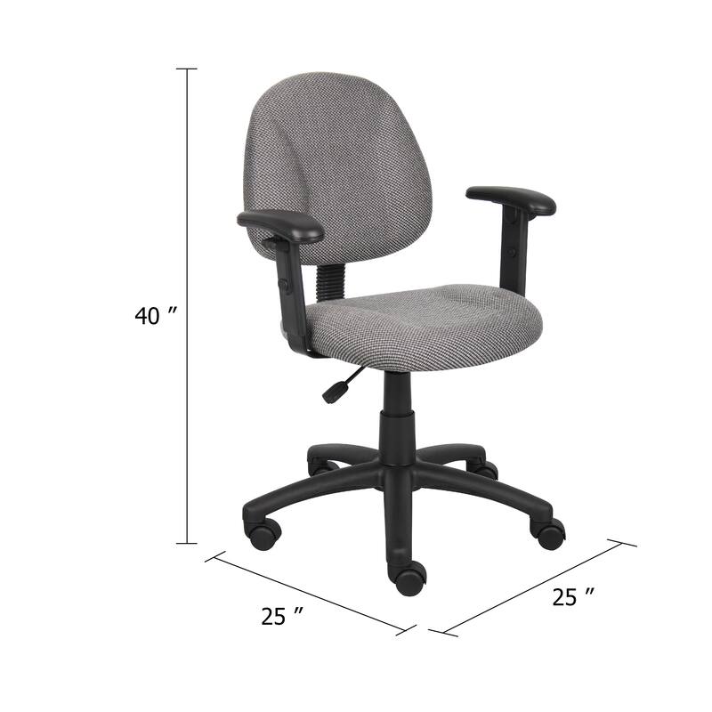 Jea Swivel Posture Chair, Adjustable Arms, Gray Tweed, Wheels
