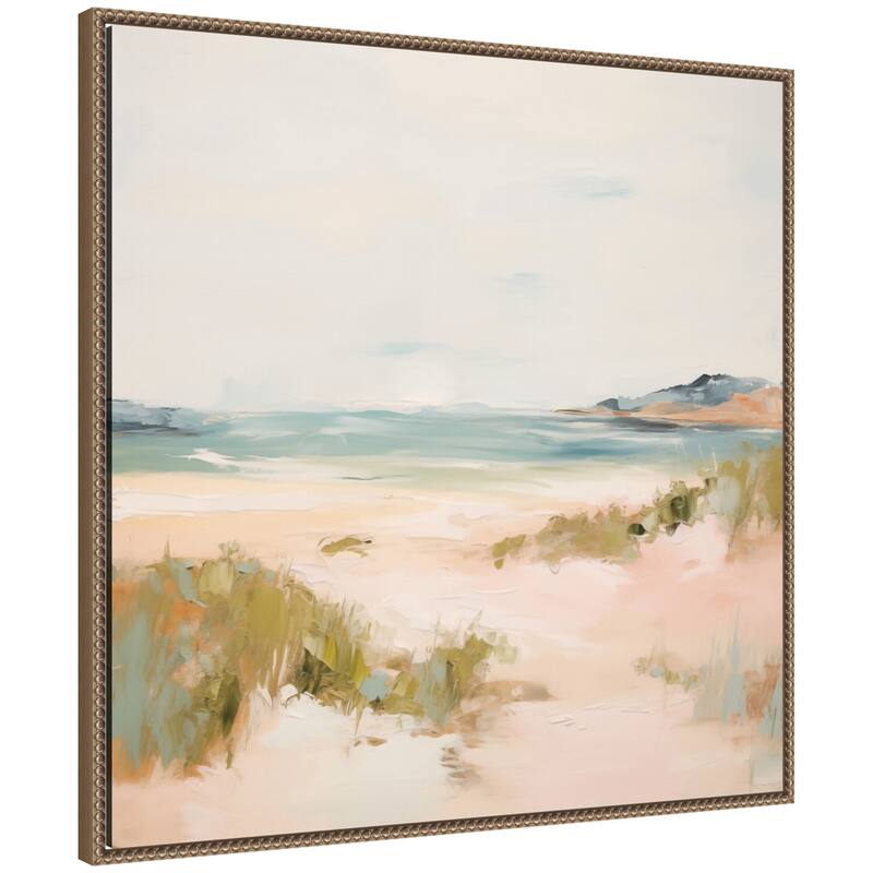 Kate and Laurel Tranquil Landscape V Square by Amy Lighthall Framed Canvas Wall Art Print - 30 x 30 - Gold