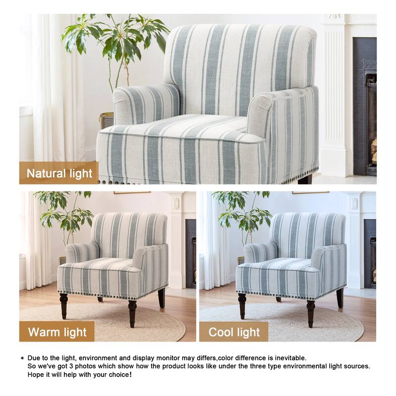 Vintage 29" W Patterned Striped Accent Chairs