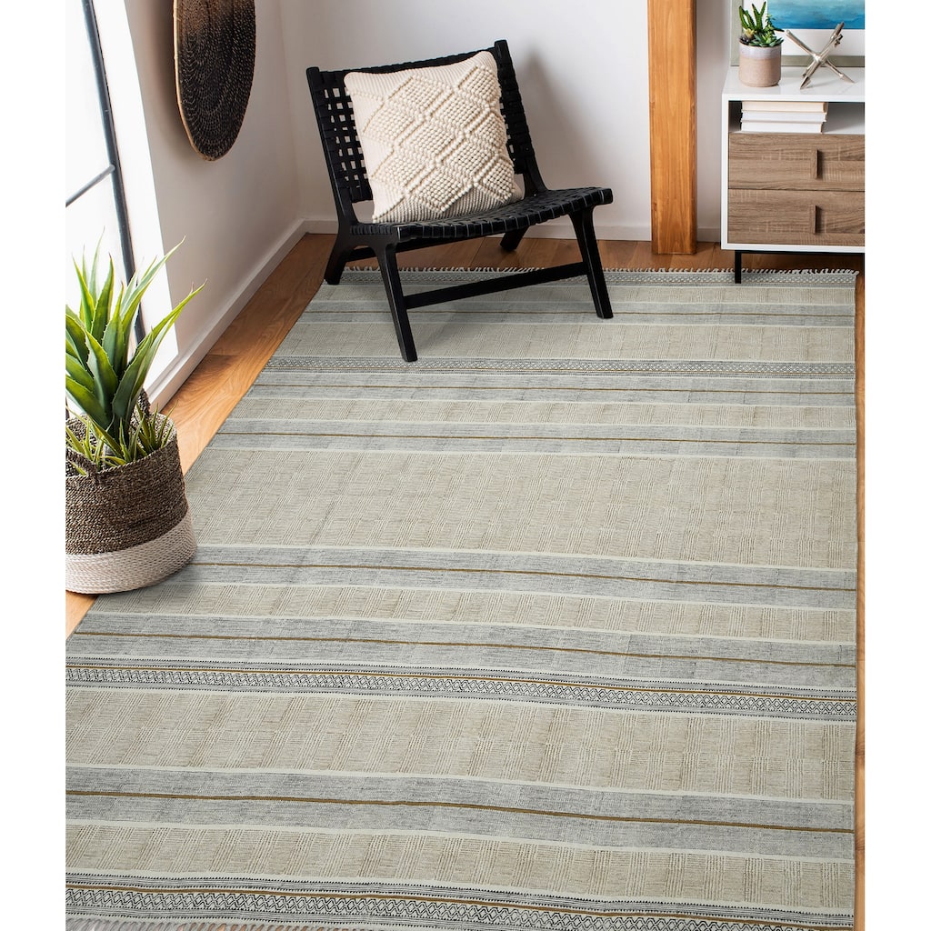 Declan Briel Handmade Geometric Flatweave Natural Fiber Cotton Rug