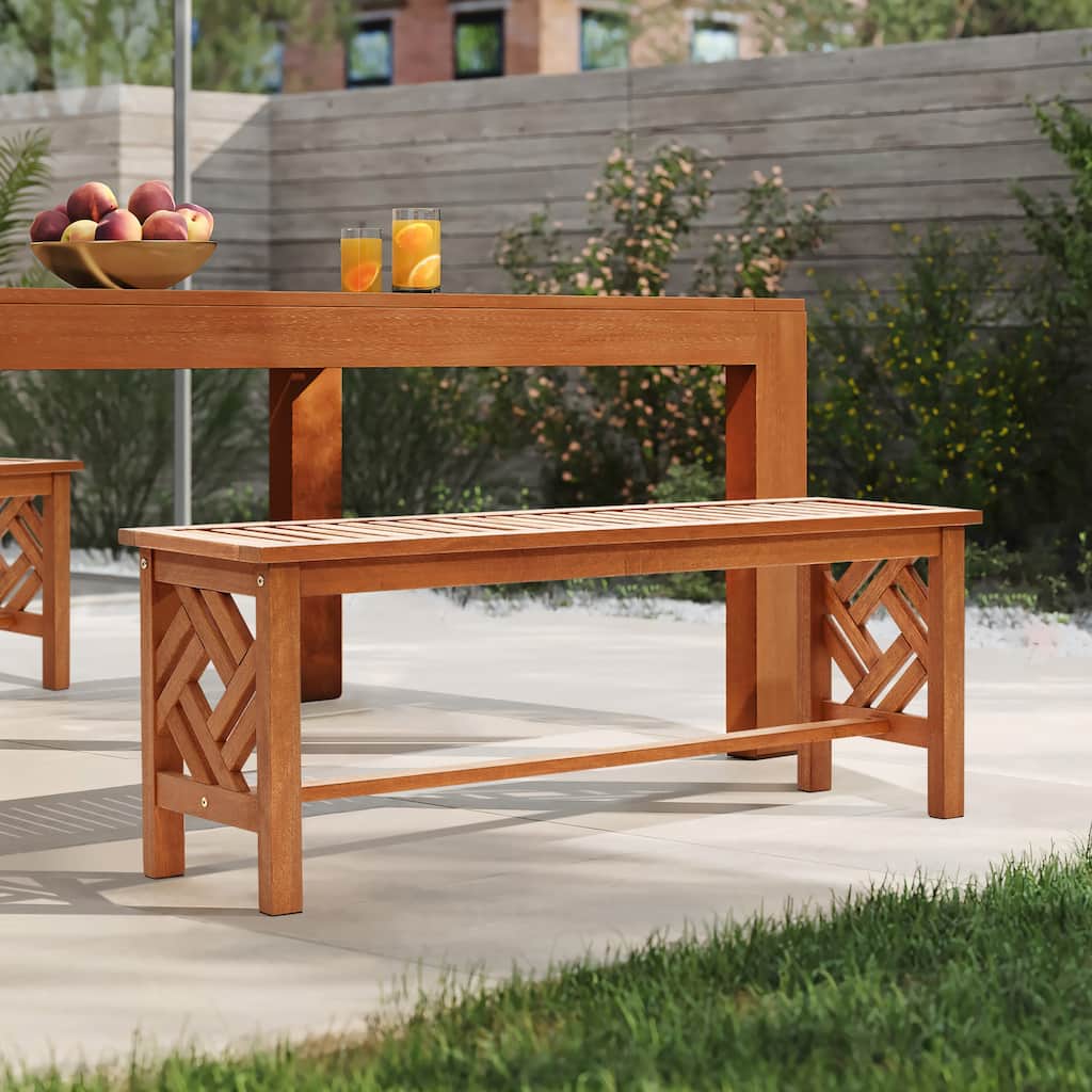 Carmel Solid Wood Indoor/Outdoor Dining Bench, Seat for 2