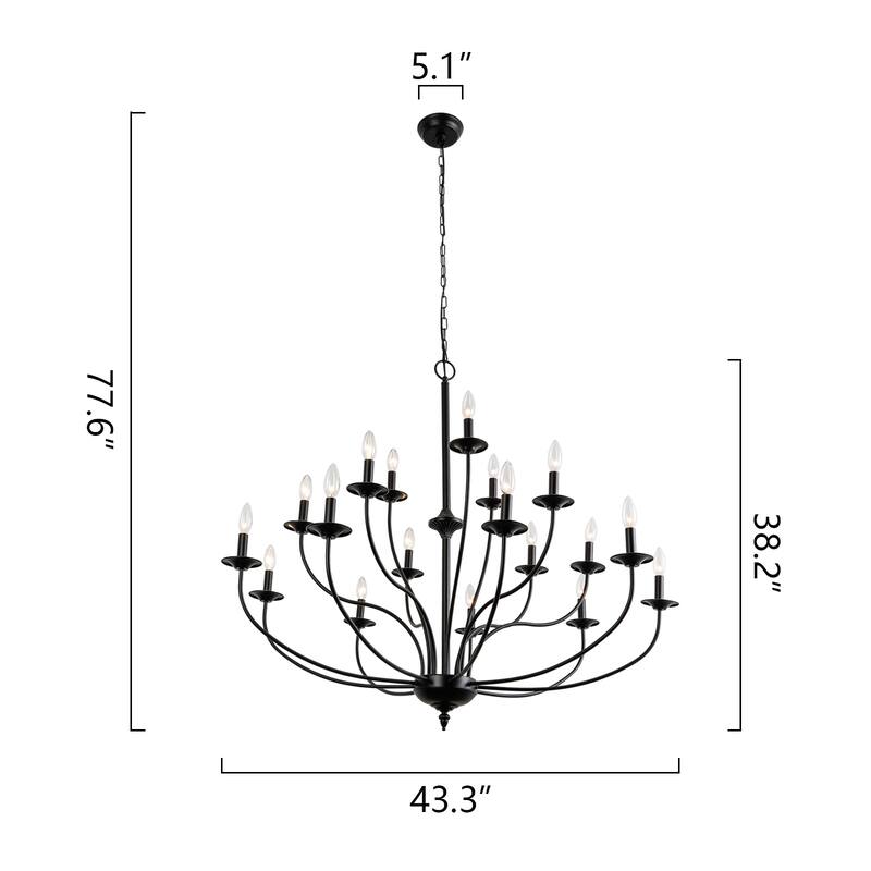 Maxax 18 - Light Candle Style Traditional Chandelier with Wrought Iron Accents