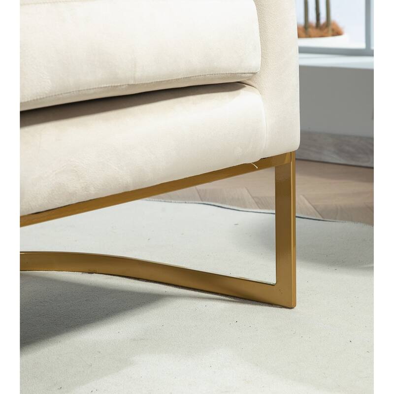 Modern Velvet Gold Accent Armchair