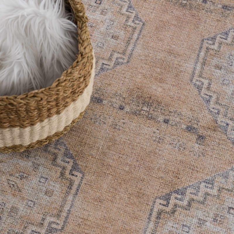 Hauteloom AUY Collection Machine Washable Persian Medallion Area Rug