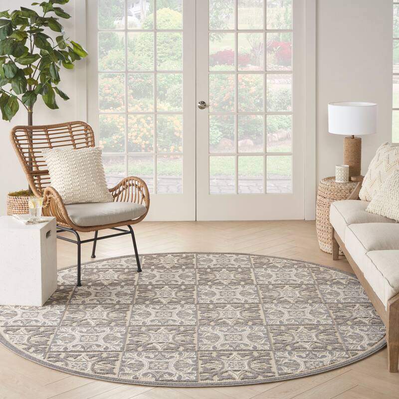 Nourison Aloha Indoor/outdoor Grey Geometric Area Rug