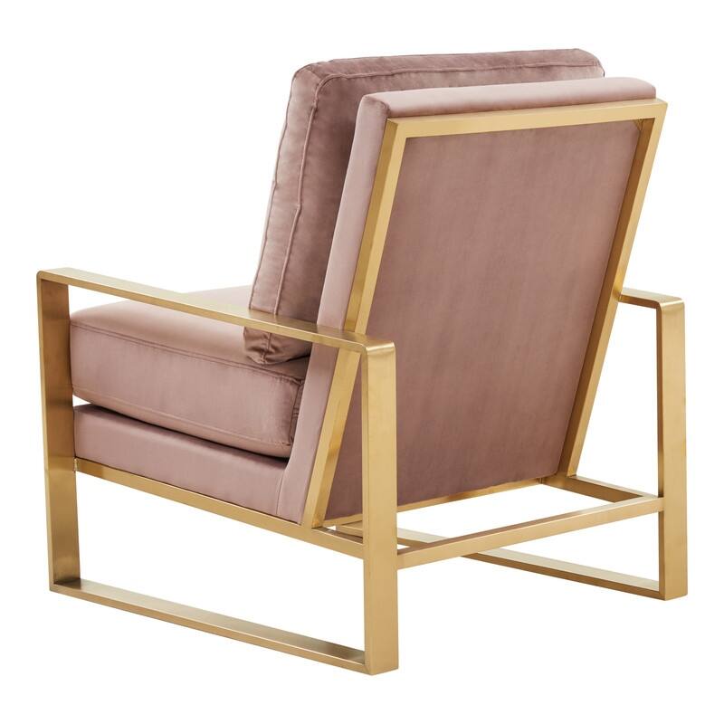 Jefferson Modern Velvet Accent Chair with Brushed Gold Frame, Removable Cushions, and Floor Protectors for Living Room or Office
