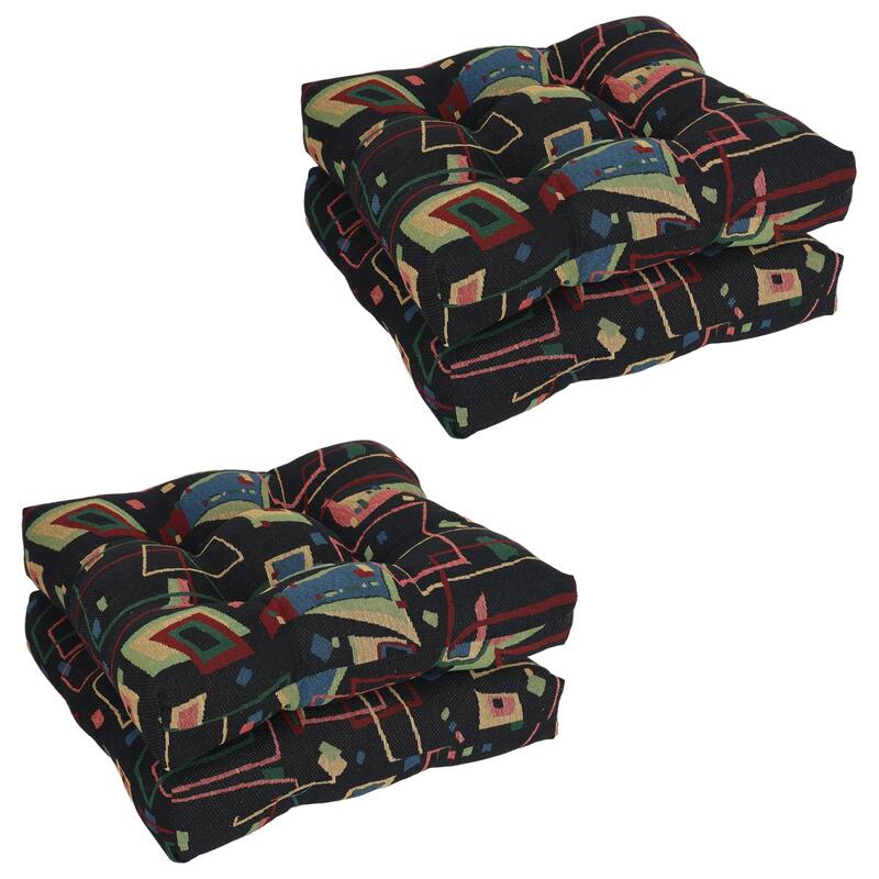 19-inch Square Tapestry Tufted Dining Chair Cushion (Multiple Patterns, Set of 1,2, or 4) - 19 x 19 - Spin City - Set of 4