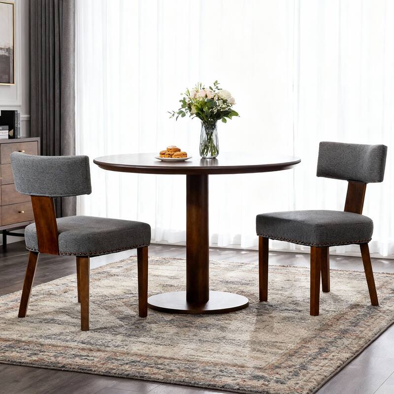 Rossetta Medieval Modern Elegant Design Linen Fabric Upholstered Comfortable Dining Room Chairs Set of 2