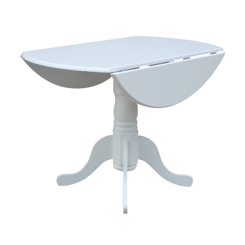 Round Pedestal Base Solid Wood 42-inch Drop-leaf Dining Table